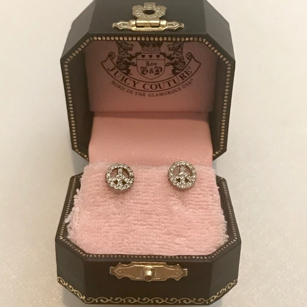 Juicy Couture Pavé Peace Sign Stud Earrings